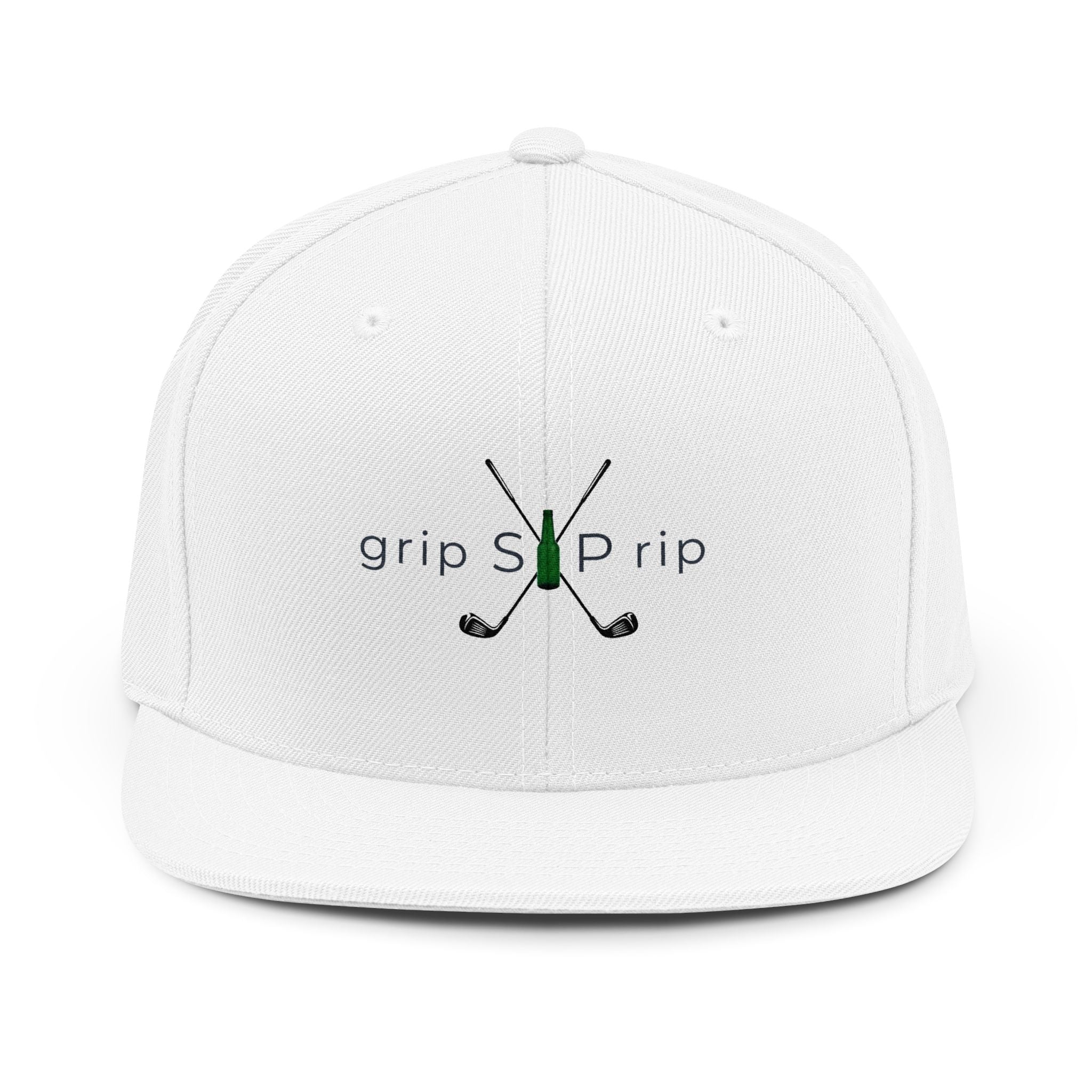 Grip Sip Rip Snapback Hat - White